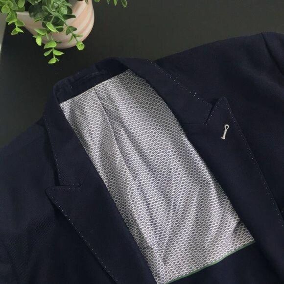 Maceoo Mens Navy Wool Blend Two-Button Blazer Jacket Size 44R - Picture 5 of 7